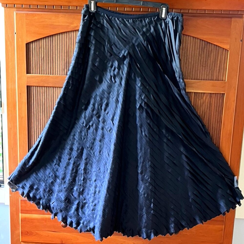 Navy Blue Silk Ribbon Maxi Skirt by Nic + Zoe, Sz 10